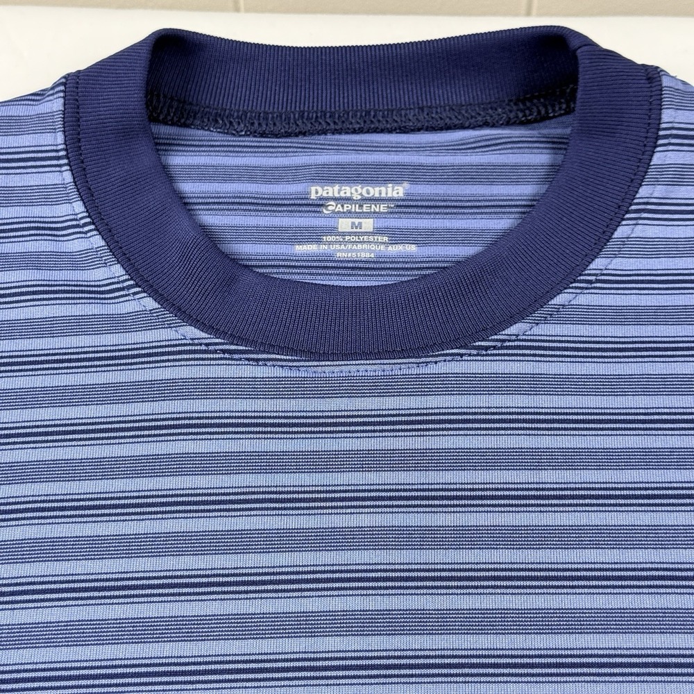 Vintage Patagonia Capilene Striped Long Sleeve Shirt Mens M Blue USA Made 1994 - Picture 8 of 13